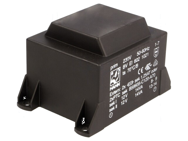 Transformator: ingegoten; 28VA; 230VAC; 12V; 12V; 1167mA; 1167mA Transformator: ingegoten; 28VA; 230VAC; 12V; 12V; 1167mA; 1167mA
